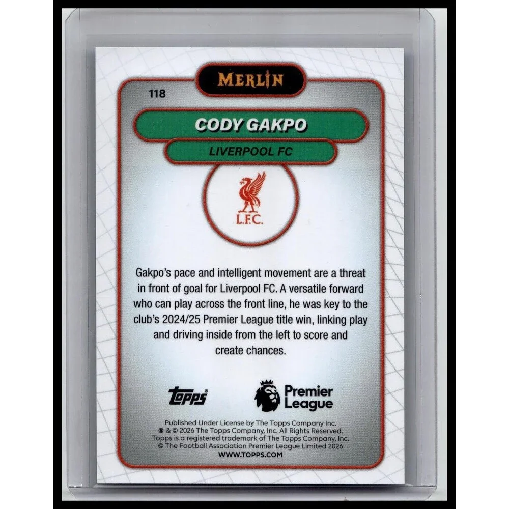 2026 Merlin Premier League #118 Cody Gakpo Aqua Refractor #/199